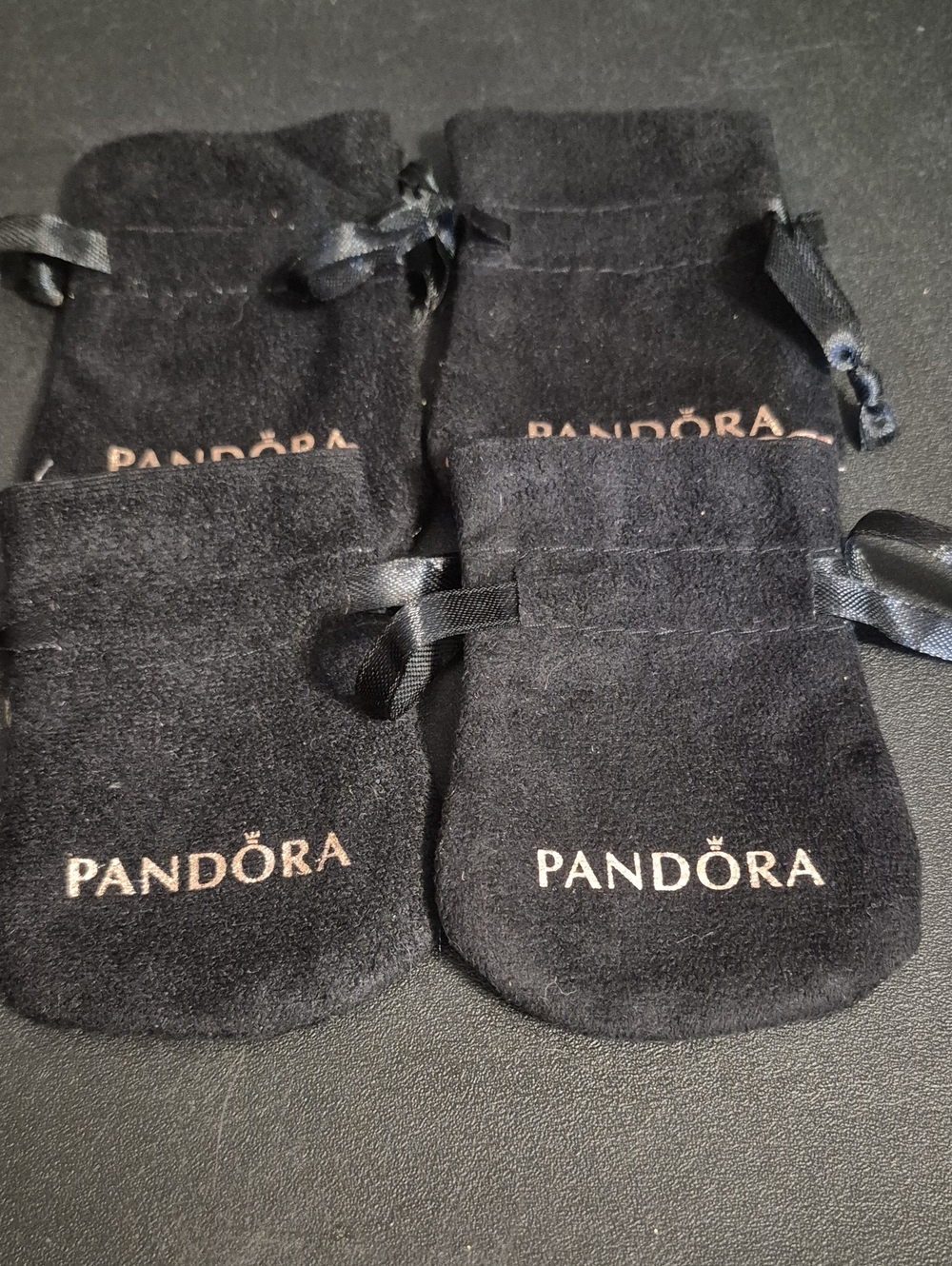 Pandora Black Velvet Drawstring Jewelry Pouches — Set of 3
